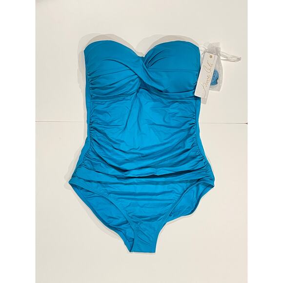 NWT Anne Cole - Twist Front Shirred One Piece Swimsuit Size 8 - Picture 7 of 9